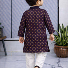 Boys Printed Pure Cotton Ethnic Kurta Set with Trousers
