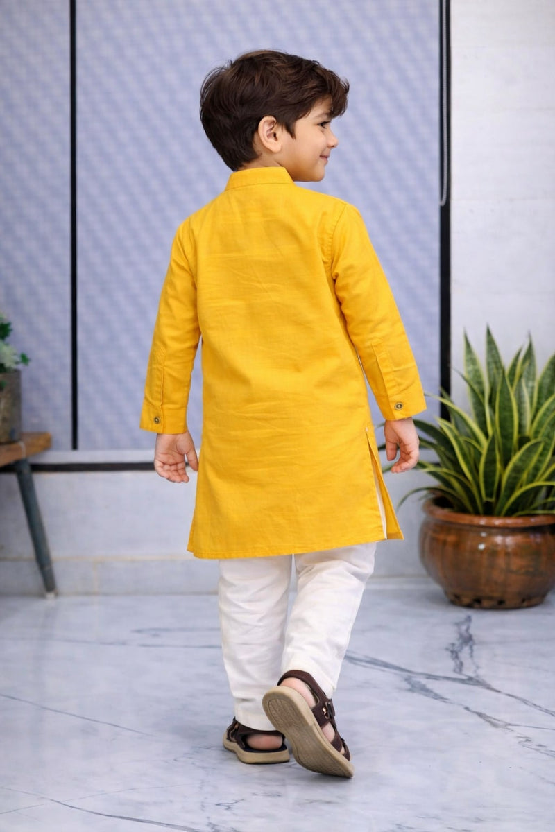 Boys  Solid Pure Cotton Ethnic Kurta Set with Trousers