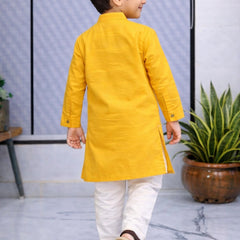 Boys  Solid Pure Cotton Ethnic Kurta Set with Trousers