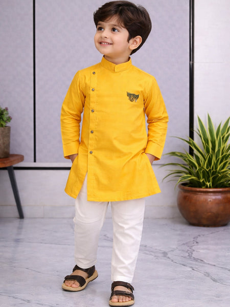 Boys  Solid Pure Cotton Ethnic Kurta Set with Trousers