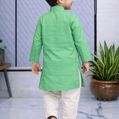 Boys Solid Pure Cotton Ethnic Kurta Set with Trousers