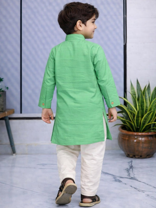Boys Solid Pure Cotton Ethnic Kurta Set with Trousers