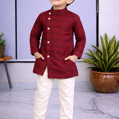 Boys  Embellished Pure Cotton Ethnic Kurta Set with Trousers