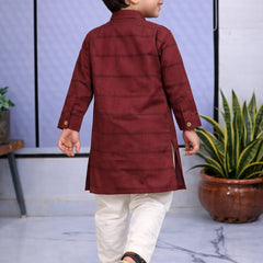 Boys  Embellished Pure Cotton Ethnic Kurta Set with Trousers