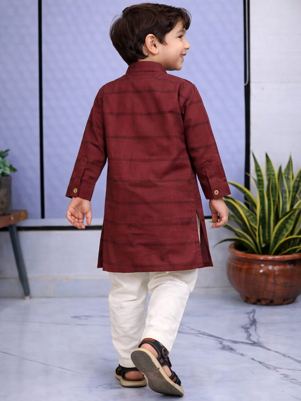 Boys  Embellished Pure Cotton Ethnic Kurta Set with Trousers