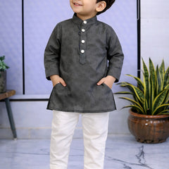 Boys  Embroidered Pure Cotton Ethnic Kurta Set with Trousers