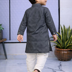 Boys  Embroidered Pure Cotton Ethnic Kurta Set with Trousers