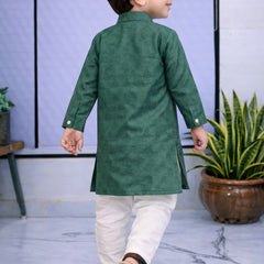 Boys Embroidered Pure Cotton Ethnic Kurta Set with Trousers
