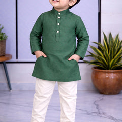 Boys Embroidered Pure Cotton Ethnic Kurta Set with Trousers