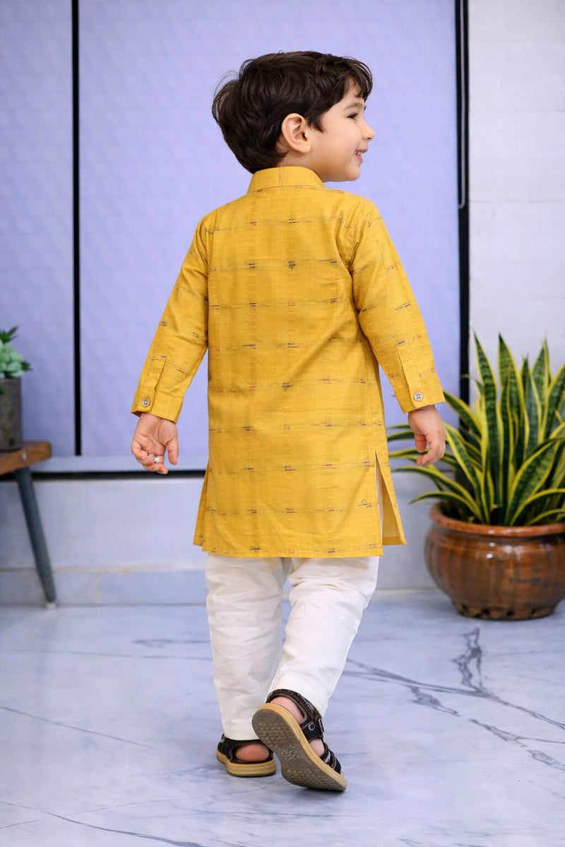 Boys  Solid Pure Cotton Ethnic Kurta Set with Trousers