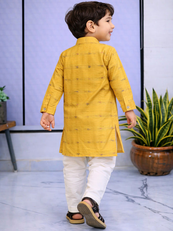 Boys  Solid Pure Cotton Ethnic Kurta Set with Trousers