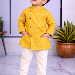 Boys  Solid Pure Cotton Ethnic Kurta Set with Trousers