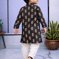 Boys Printed Pure Cotton Ethnic Kurta Set with Trousers
