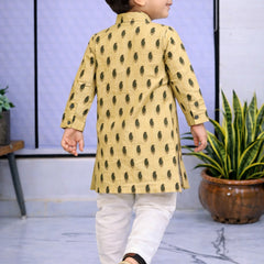 Boys  Printed Pure Cotton Ethnic Kurta Set with Trousers