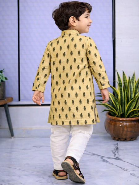 Boys  Printed Pure Cotton Ethnic Kurta Set with Trousers