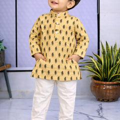 Boys  Printed Pure Cotton Ethnic Kurta Set with Trousers