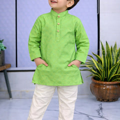 Boys  Embroidered Pure Cotton Ethnic Kurta Set with Trousers