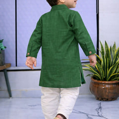 Boys Solid Pure Cotton Ethnic Kurta Set with Trousers