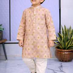 Boys  Embroidered Pure Cotton Ethnic Kurta Set with Trousers