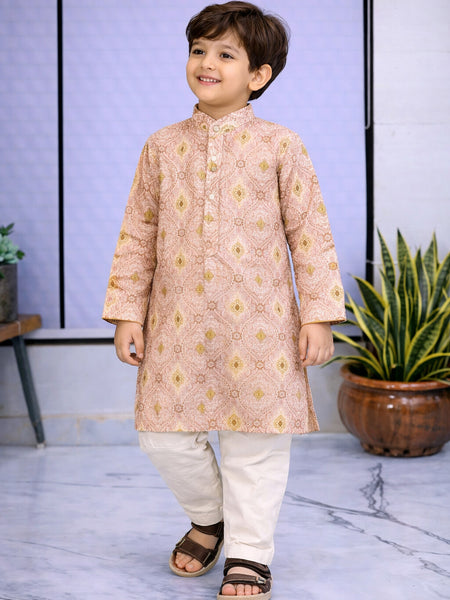 Boys  Embroidered Pure Cotton Ethnic Kurta Set with Trousers