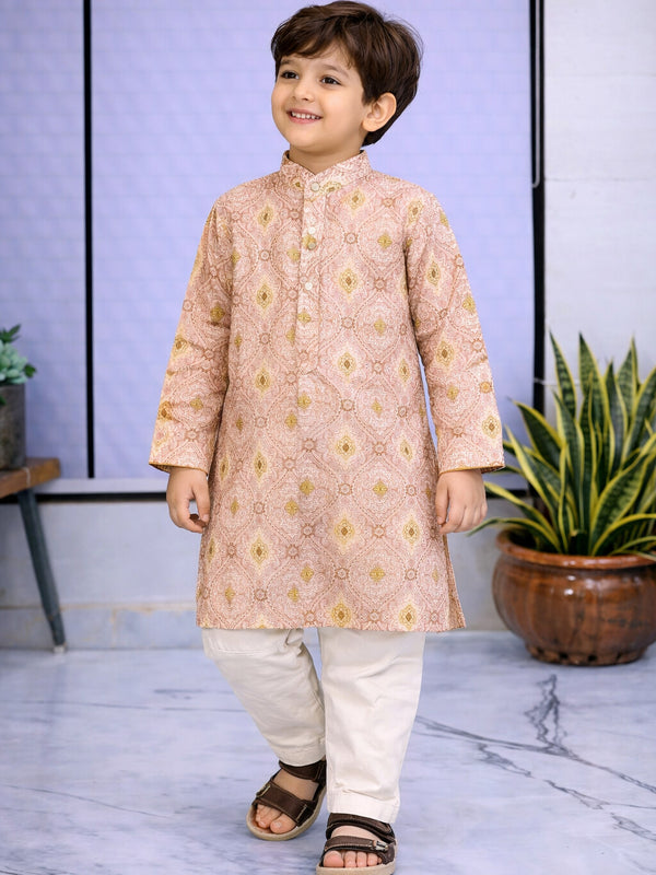 Boys  Embroidered Pure Cotton Ethnic Kurta Set with Trousers