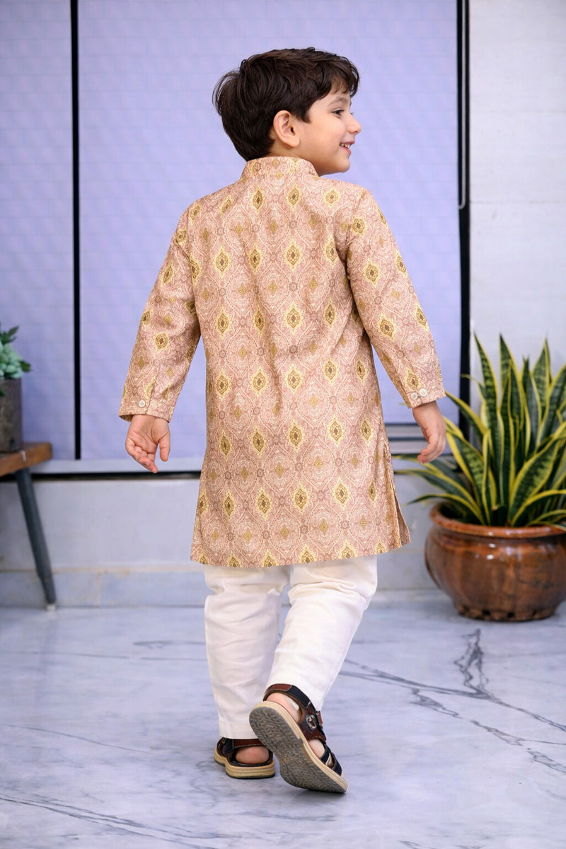Boys  Embroidered Pure Cotton Ethnic Kurta Set with Trousers