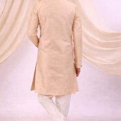 Peach Silk Blend Sherwani Set with White Pyjama for Men - DBMS1079