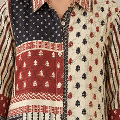 Desi Butik Women's Multicolor Ethnic Printed Crepe Shirt