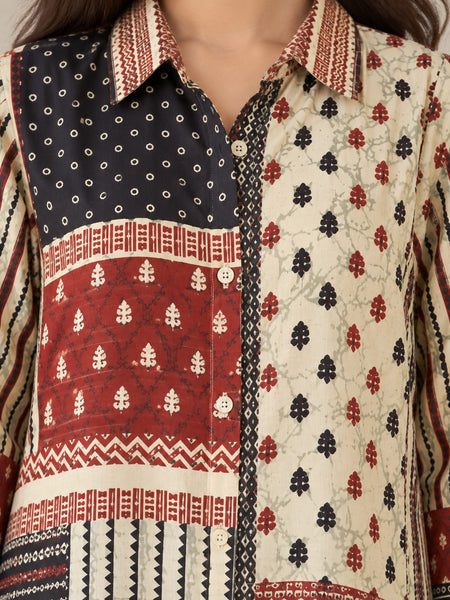 Desi Butik Women's Multicolor Ethnic Printed Crepe Shirt