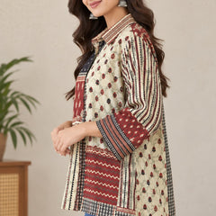 Desi Butik Women's Multicolor Ethnic Printed Crepe Shirt