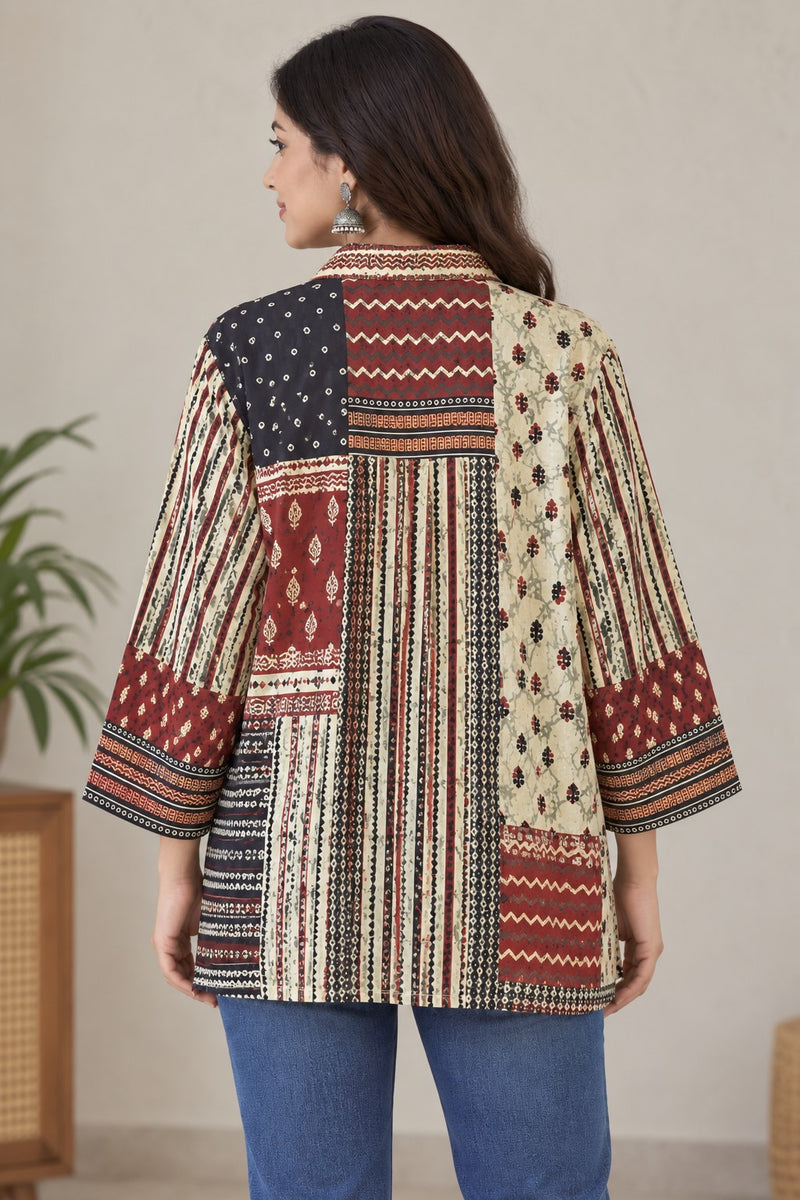 Desi Butik Women's Multicolor Ethnic Printed Crepe Shirt