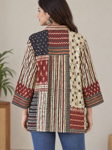Desi Butik Women's Multicolor Ethnic Printed Crepe Shirt