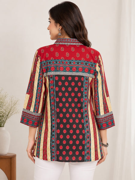 Desi Butik Women's Multicolor Ethnic Printed Crepe Shirt