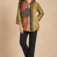 Women's Olive Green & Multicolor Printed Crepe Shirt