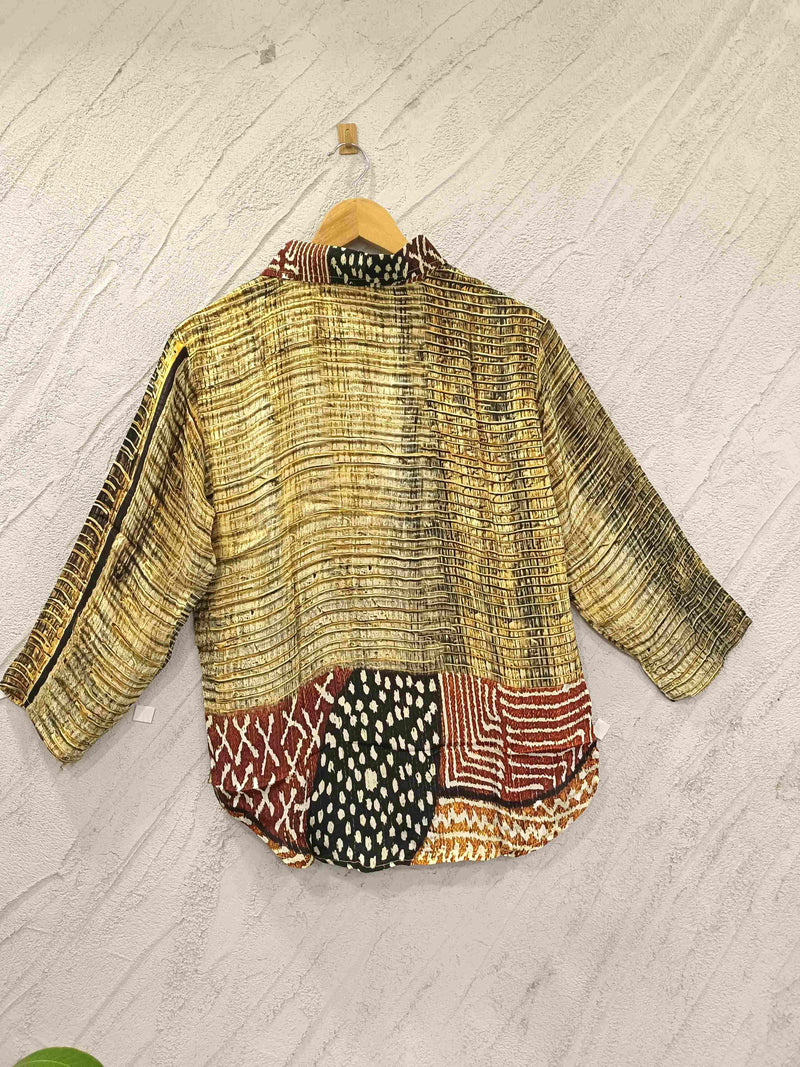 Women's Olive Green & Multicolor Printed Crepe Shirt
