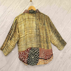 Women's Olive Green & Multicolor Printed Crepe Shirt
