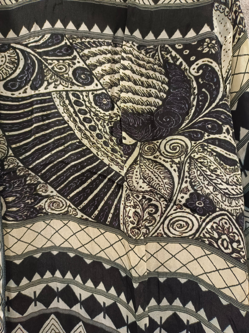Women's Black and White Printed Crepe Shirt