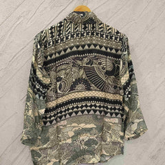 Women's Black and White Printed Crepe Shirt