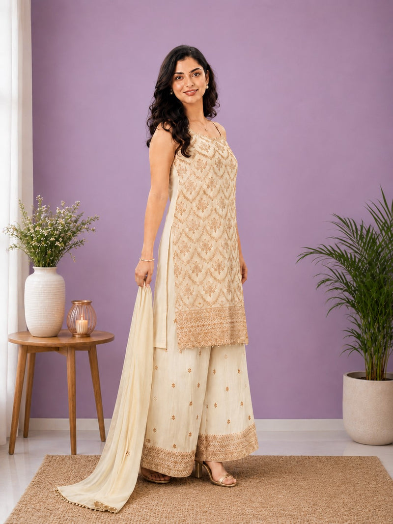 Women's Festive Embroidered Kurta Set with Dupatta