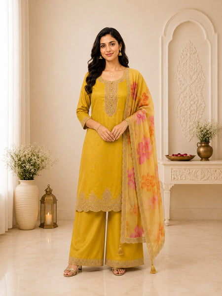 Women's Festive Embroidered Kurta Set with Dupatta