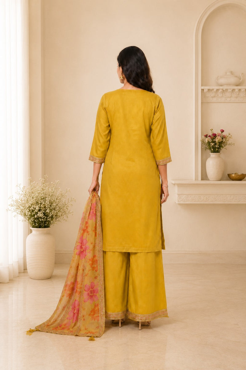 Women's Festive Embroidered Kurta Set with Dupatta