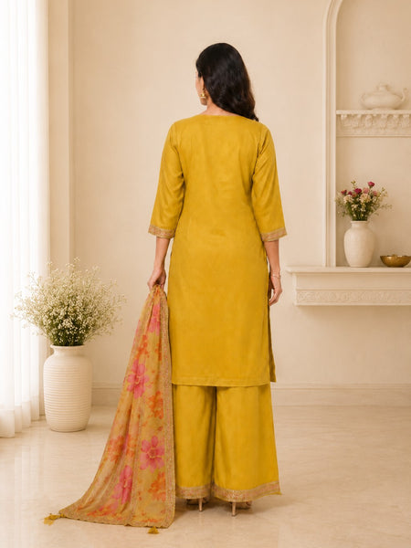 Women's Festive Embroidered Kurta Set with Dupatta