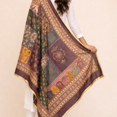 Multicolor Patchwork Printed ART SILK Dupatta DB3014