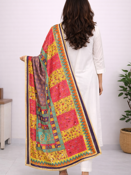 Royal Multicolor Traditional Printed Dupatta DB3012
