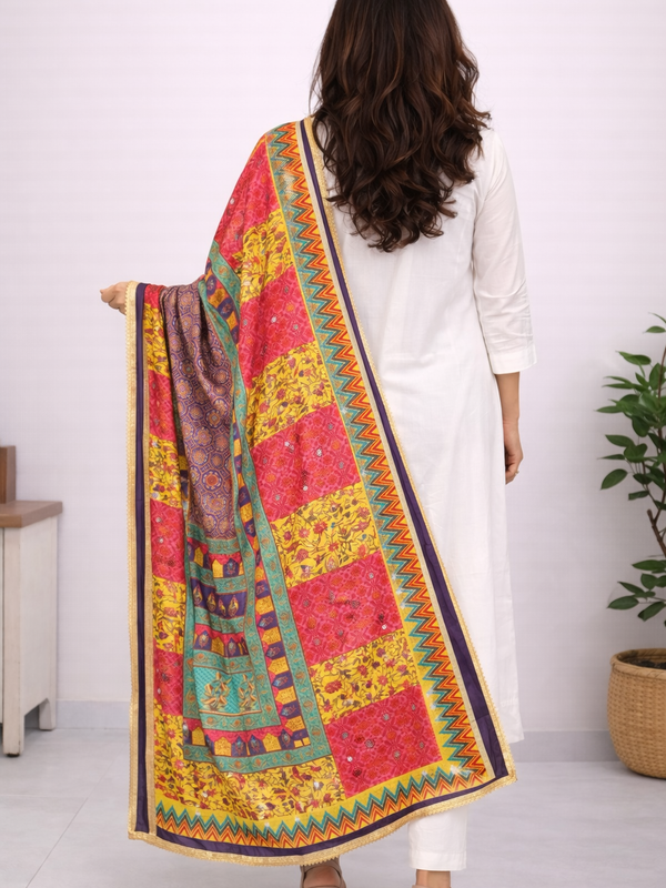 Royal Multicolor Traditional Printed Dupatta DB3012
