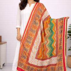 Multicolor Chevron & Floral Printed Designer Dupatta DB3026