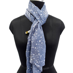 Dazzling Blue Printed Muslin Daily Wear Scarves/Stoles for Women SC2