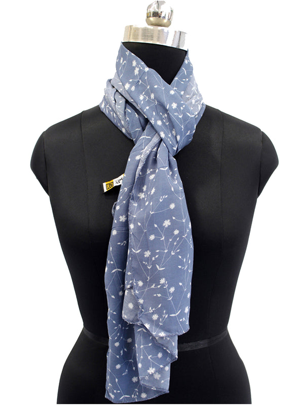 Dazzling Blue Printed Muslin Daily Wear Scarves/Stoles for Women SC2