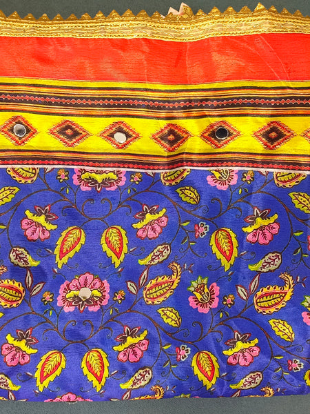 Multicolor Printed Patchwork Ethnic Dupatta with Floral & Geometric Border DB3006