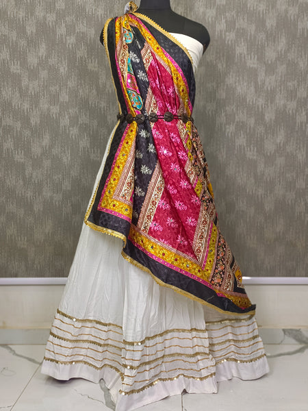Multicolor Printed Ethnic Dupatta with Floral, Paisley & Decorative Border Design DB3007